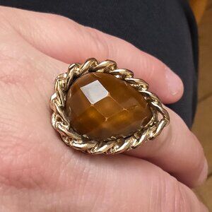 Etsy Glass Smokey Pear Shape Gemstone Stretch Ring One Size